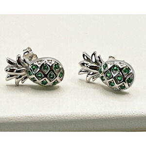 925 Sterling Silver Hawaiian Pineapple Green Synthetic Opal